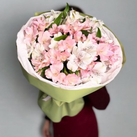 Моно букет из 9 альстромерий